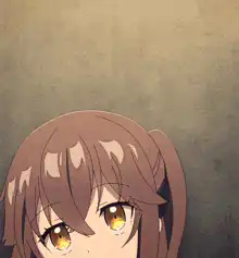 Anime girl with brown hair and yellow eyes
