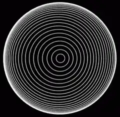 Concentric circles pulsing on black background