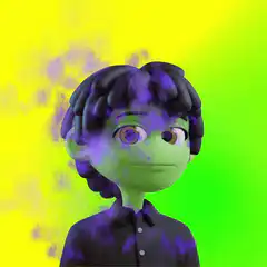 green boy with purple smoke