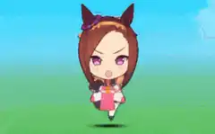 Chibi horse girl celebrating with confetti