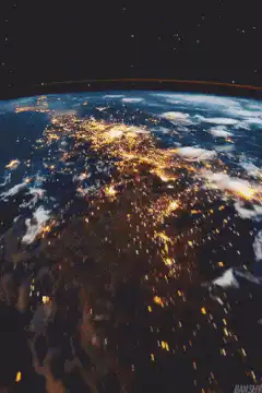 Earth city lights from space