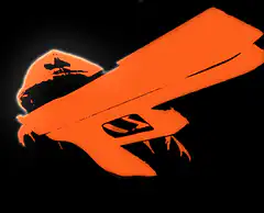 Orange silhouette of a hand holding a gun