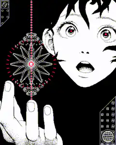 Anime girl holding a glowing magical device