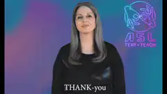 Woman signing thank you in ASL