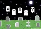 pixel art ghosts in graveyard