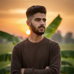 Man with beard at sunset