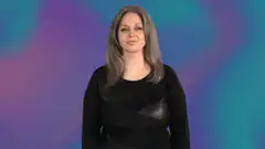 Woman signing BROKE in ASL