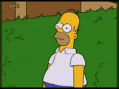 Homer Simpson falls through a hole in the grass