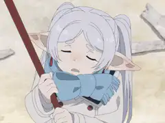 Frieren shivering in the cold