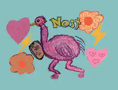 Pink ostrich with NOSTR text