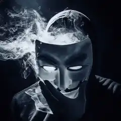 Guy Fawkes mask smoking with smoke from head