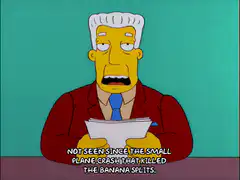 Kent Brockman banana splits plane crash