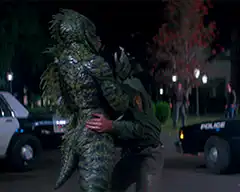 Creature from the Black Lagoon attacks police officer