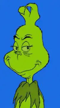 The Grinch smirking and morphing