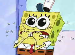 SpongeBob biting his nails nervously
