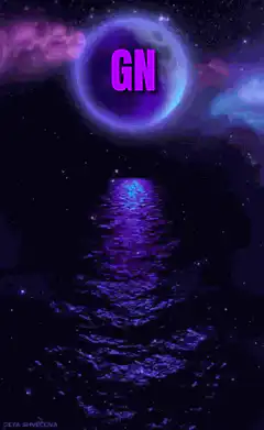 Purple Moon Over Water with GN Text