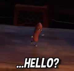 Hot dog character saying hello