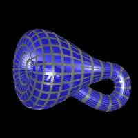 Rotating blue grid torus knot