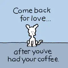 Dog with coffee mug
