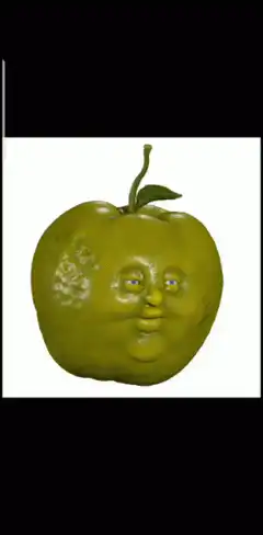 Green apple with human face