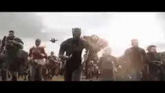 Black Panther and Wakandan army charging