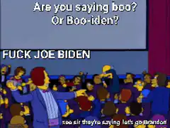 Simpsons crowd booing Joe Biden