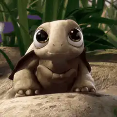 Cute animated turtle smiling