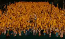 Simpsons crowd cheering