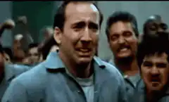 Nicolas Cage crying then screaming