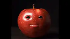 Apple with face being cored