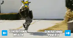Duck head running from generational poverty