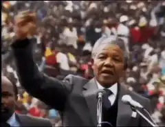 Nelson Mandela raising fist