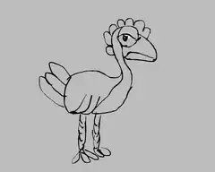 Sketch of a bird looking around
