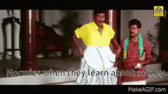 Man in yellow shirt dancing excitedly