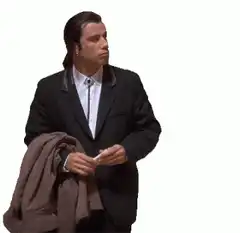 John Travolta holding coat and money