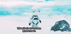 Stormtrooper sad in snow