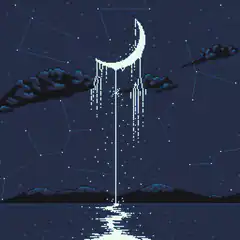 pixel art moon dripping light