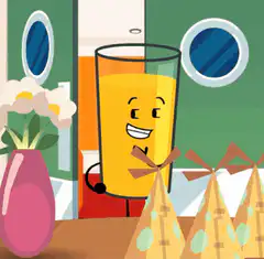 Orange Juice character laughing