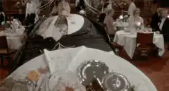 Fat man explodes in a restaurant