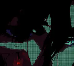 anime girl with glowing red eye