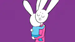 Bunnies hugging and opening eyes