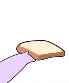 purple rabbit puts bread on pink rabbit butt