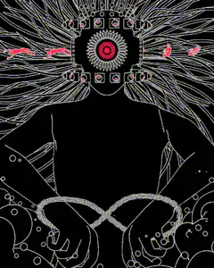 Psychedelic figure with changing eye color