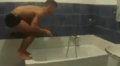 Man falls into bathtub