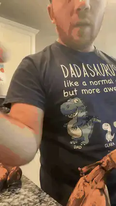 Dad wearing Dadasaurus shirt