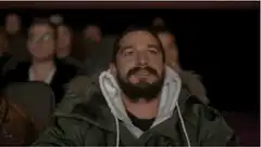 Shia LaBeouf laughing in audience