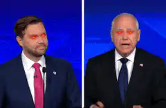 JD Vance and Joe Biden glowing red eyes