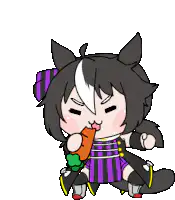 Chibi horse girl eating carrot