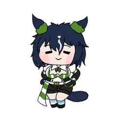 chibi character with horns and scarf