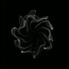 white particle trails on black background